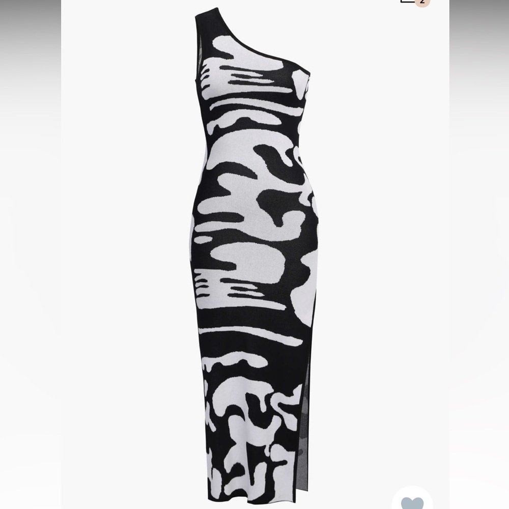 Colorblock One Shoulder Slit Knit Dress